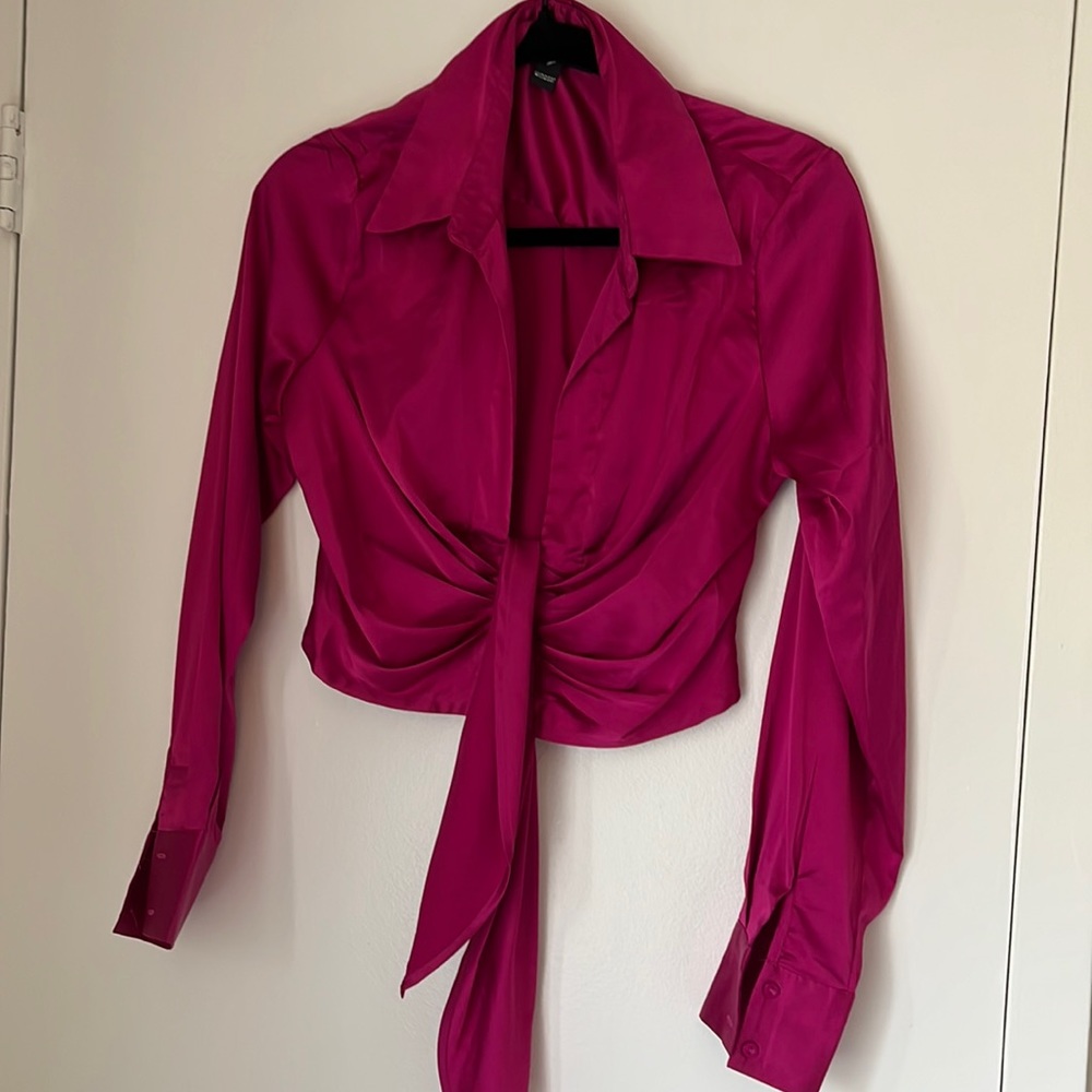 Windsor tie-front cropped blouse